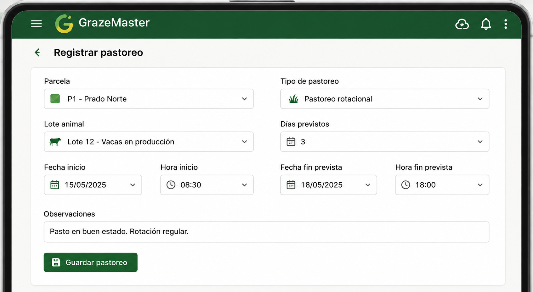 Registrar cada movimiento